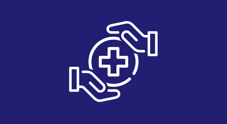 icon of two hands holding a first aid sign
